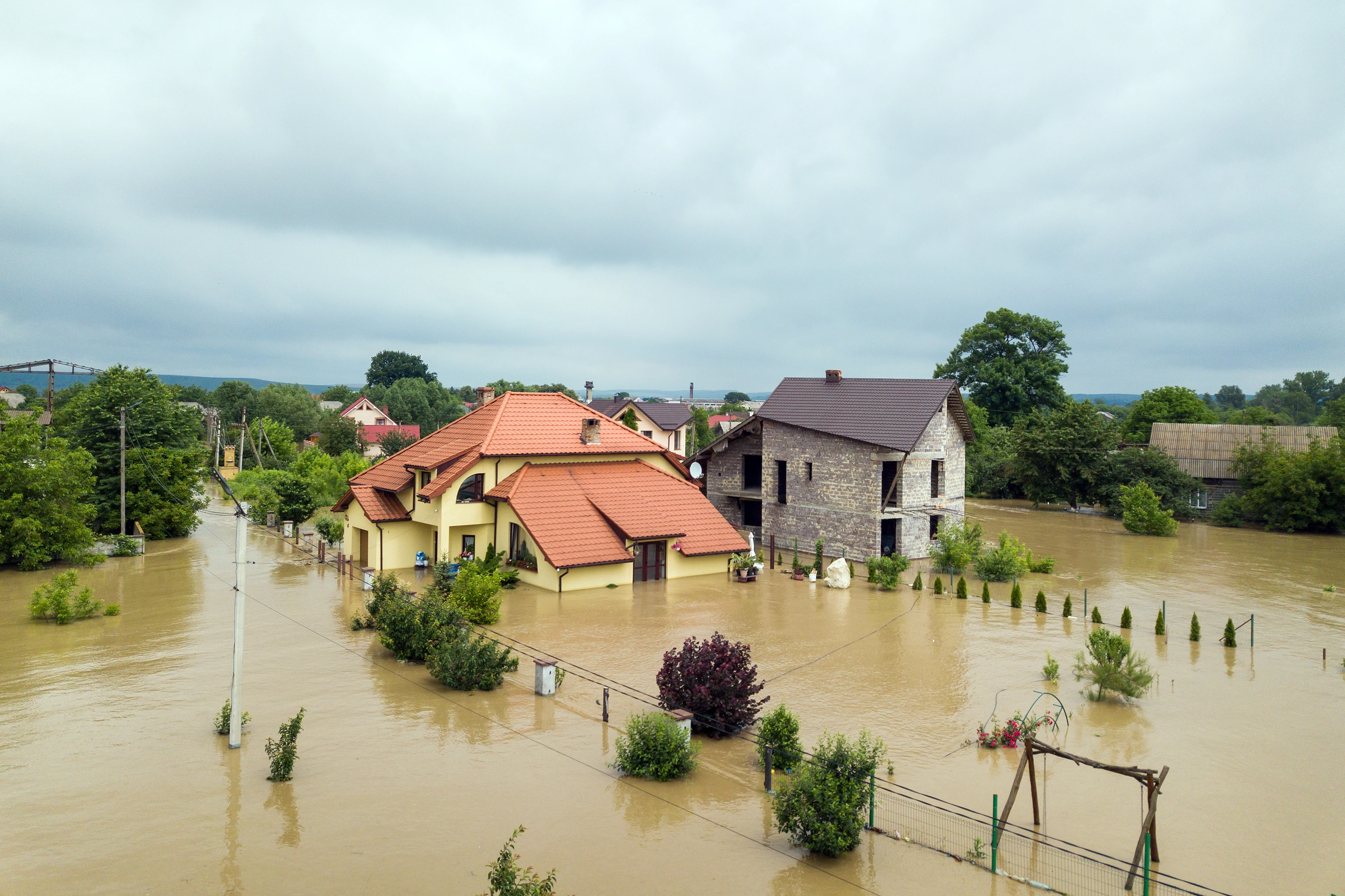 Hochwasser in Ortschaft